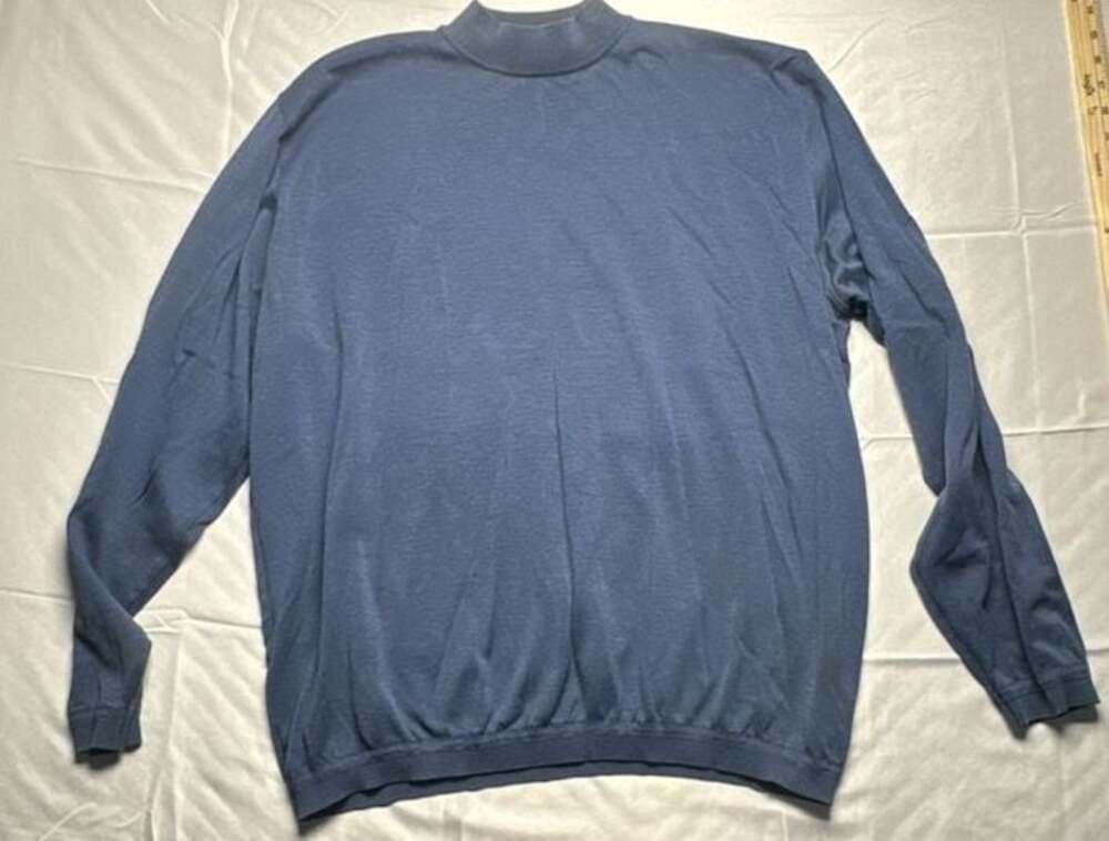 St Croix USA Made Mock Turtleneck Sweatshirt Men XL Navy Blue Vintage